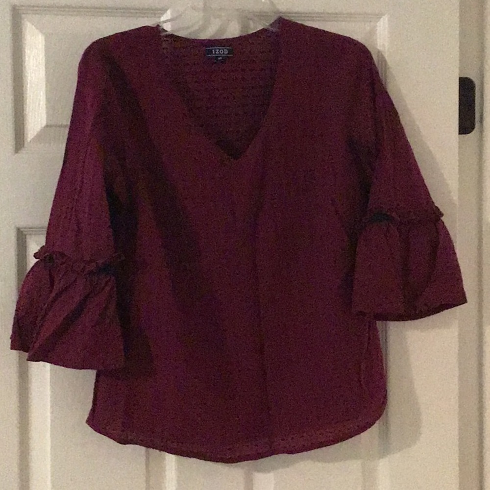 Izod bell sleeve polka dot shirt
